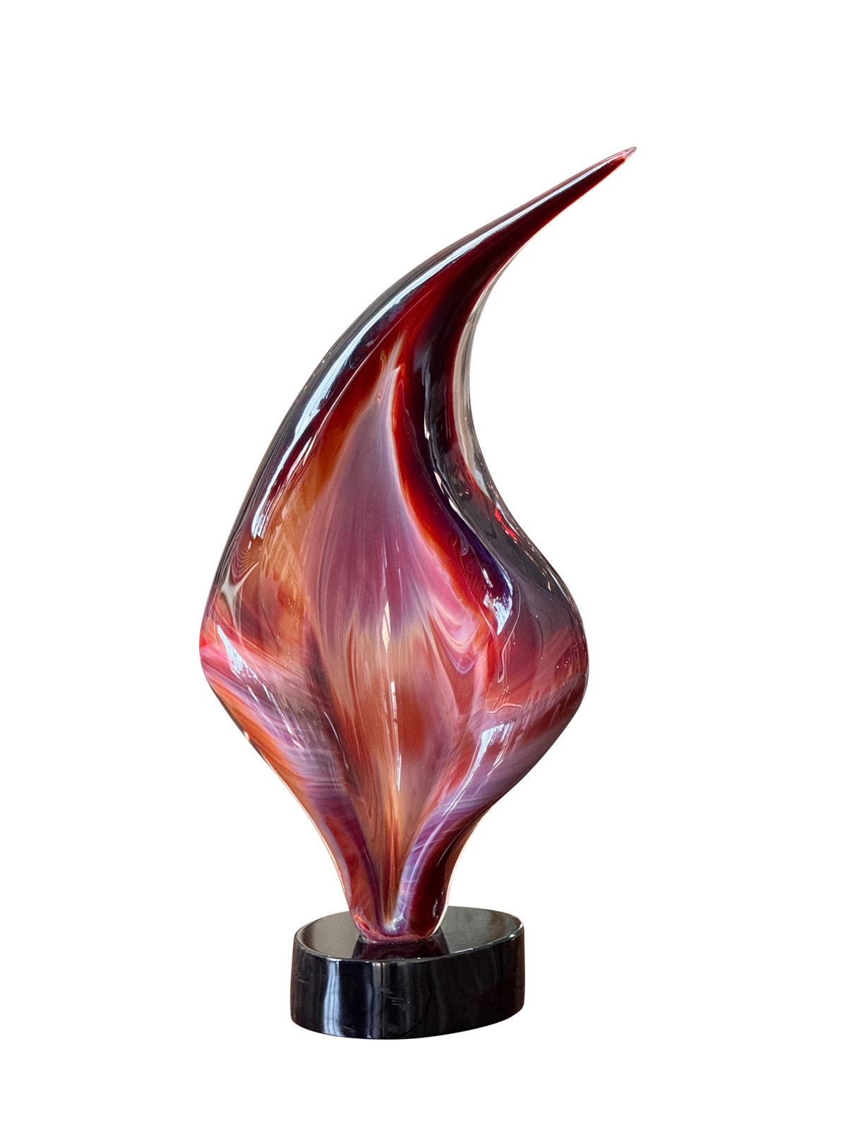 "Flame" by Dino Rosin (Italian b. 1949) Murano Art Glass Sculpture - Helen Storey Antiques