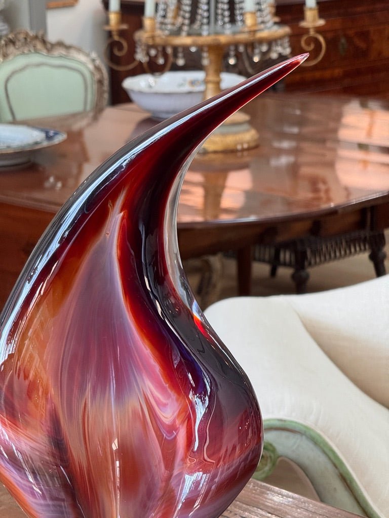 "Flame" by Dino Rosin (Italian b. 1949) Murano Art Glass Sculpture - Helen Storey Antiques