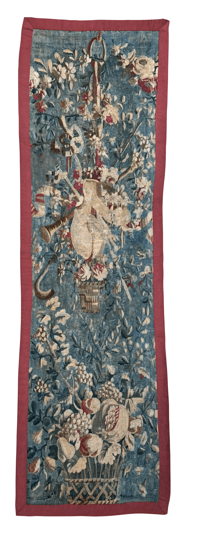 Flemish Tapestry Fragment, Floral and teal blues, 17th Century