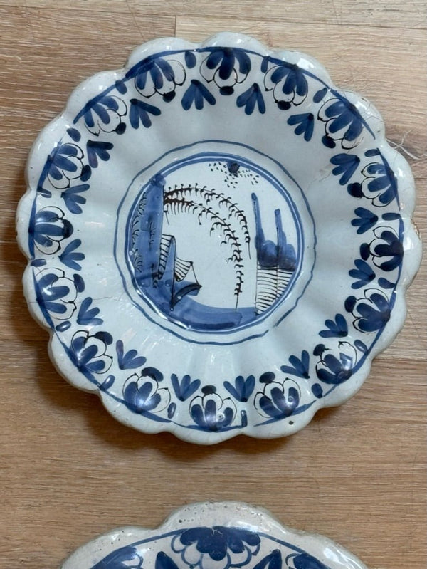 Four small and rare English delftware lobed dishes, London, ca. 1700 ...