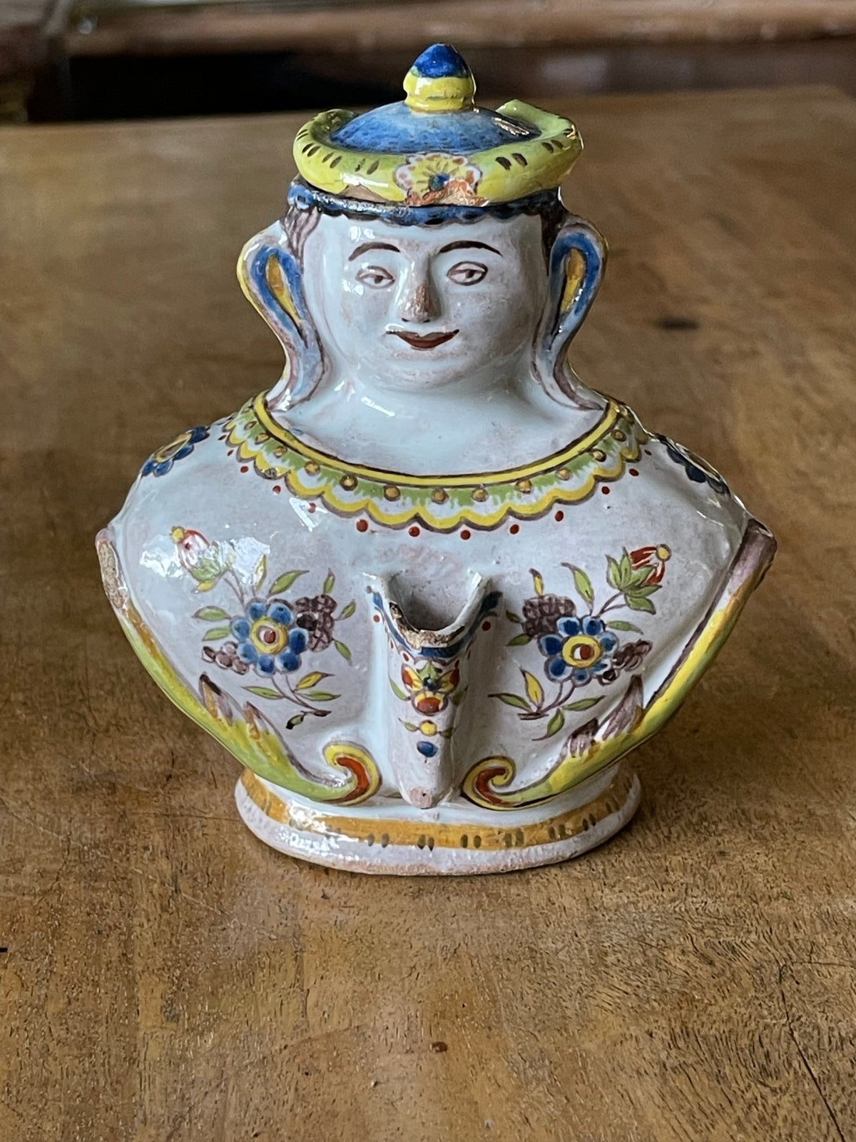 FRENCH 18TH CENTURY FAIENCE FIGURAL SERVING PIECE - Helen Storey Antiques