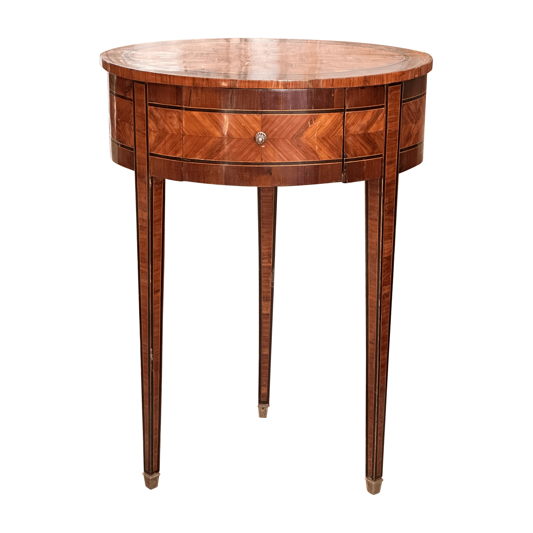 French 19th Century Oval Kingwood Parquetry Inlaid Side Table Bedel & Cie