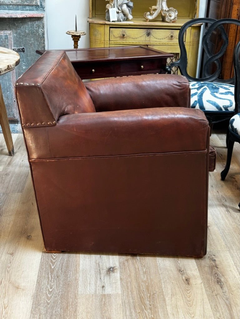 French Art Deco Leather Armchair - Helen Storey Antiques