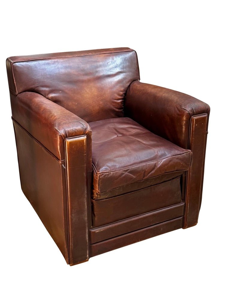 French Art Deco Leather Armchair