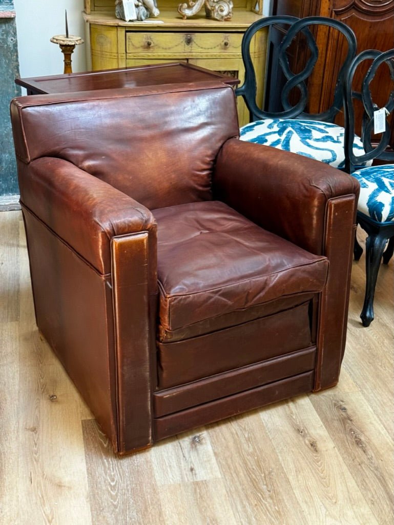 French Art Deco Leather Armchair - Helen Storey Antiques