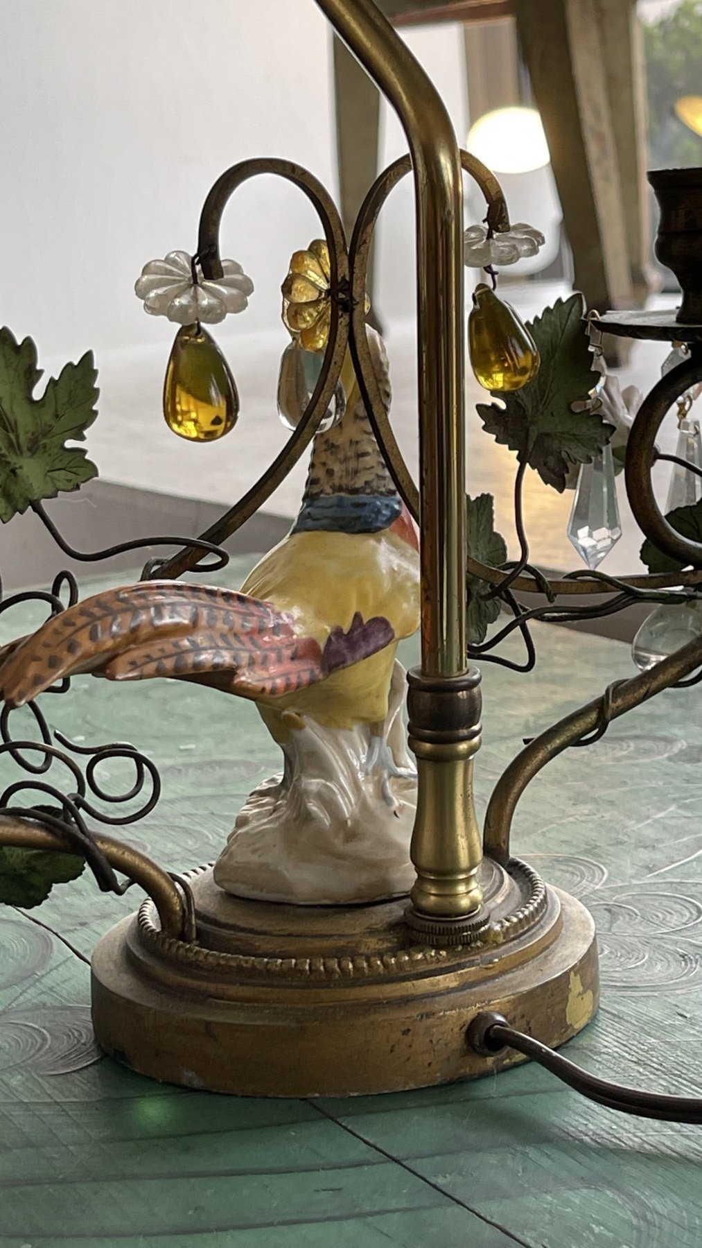 FRENCH BOUILLOTTE LAMP WITH PORCELAIN PHEASANT - Helen Storey Antiques