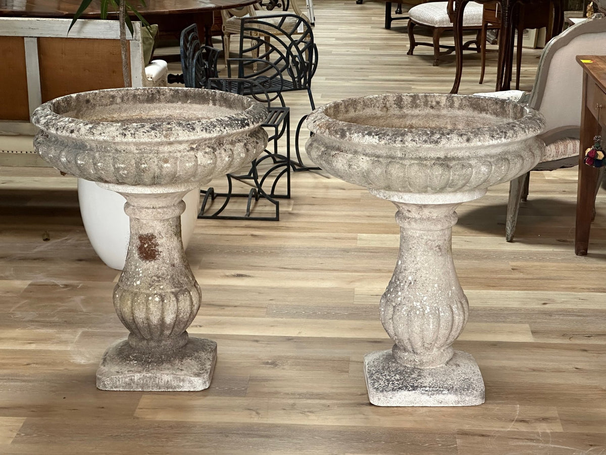 French Cast Stone and marble Planters by Grandon Fres - Helen Storey Antiques