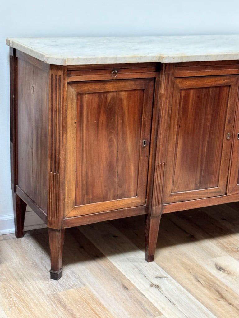 French Directoire Period Mahogany and Marble Sideboard Enfilade - Helen Storey Antiques