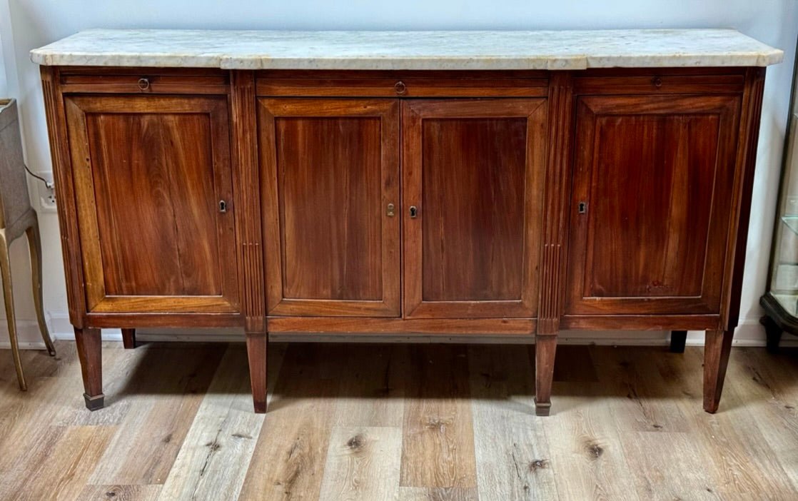 French Directoire Period Mahogany and Marble Sideboard Enfilade - Helen Storey Antiques