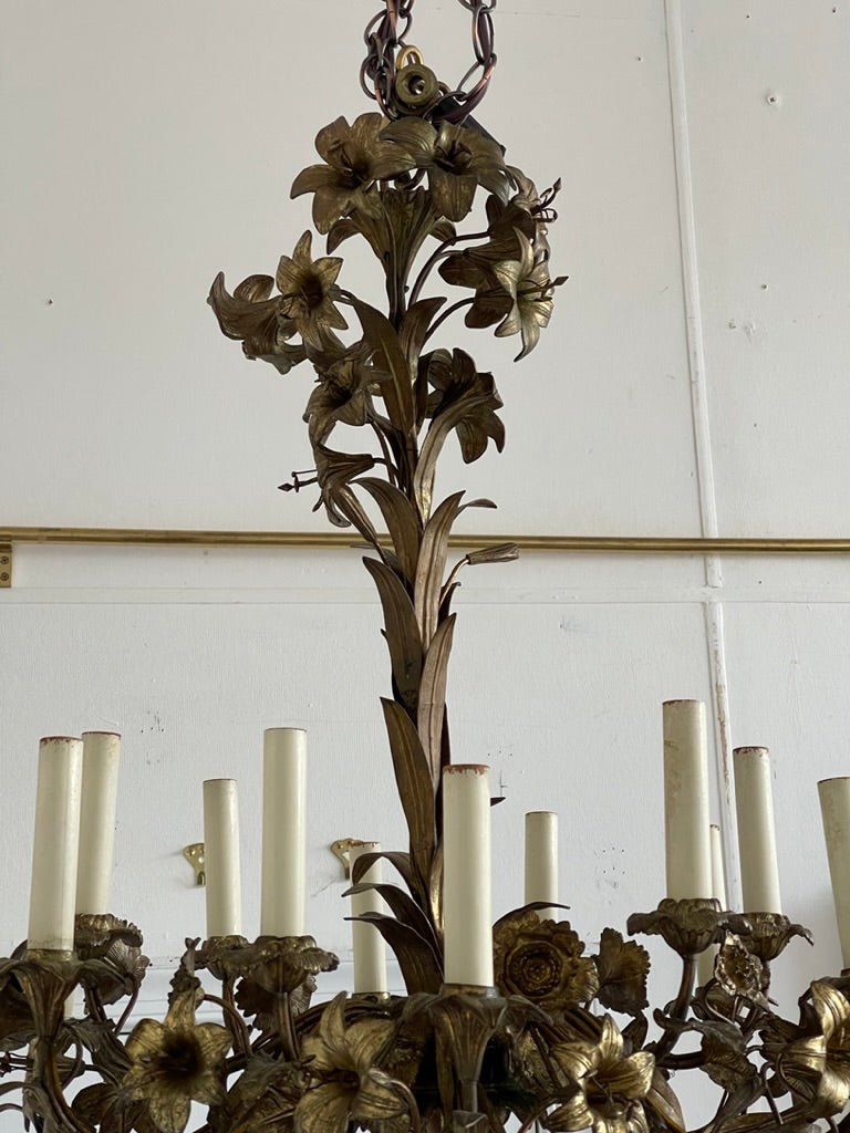 French Gilt - Bronze Floral Chandelier - Helen Storey Antiques