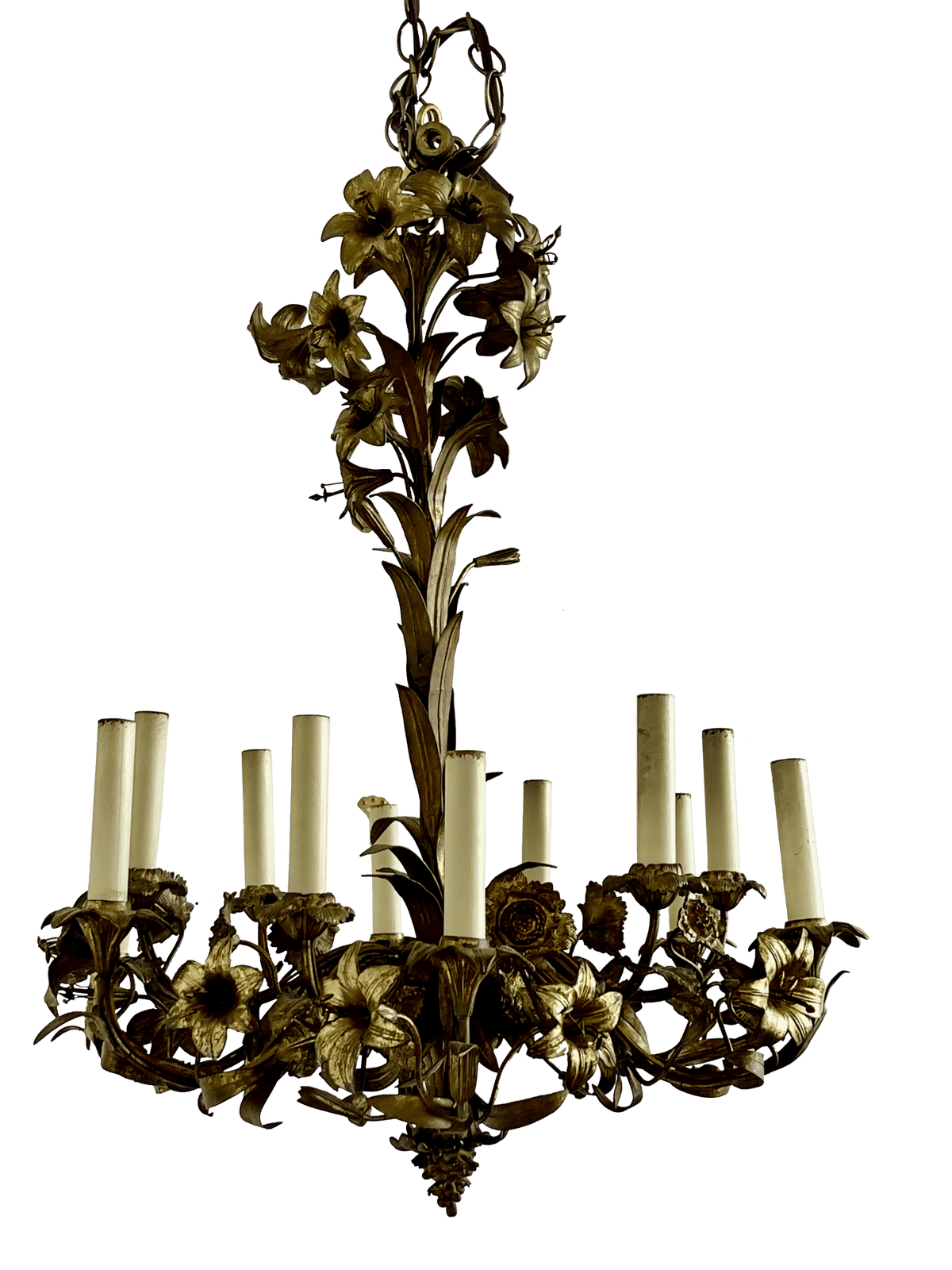 French Gilt - Bronze Floral Chandelier - Helen Storey Antiques