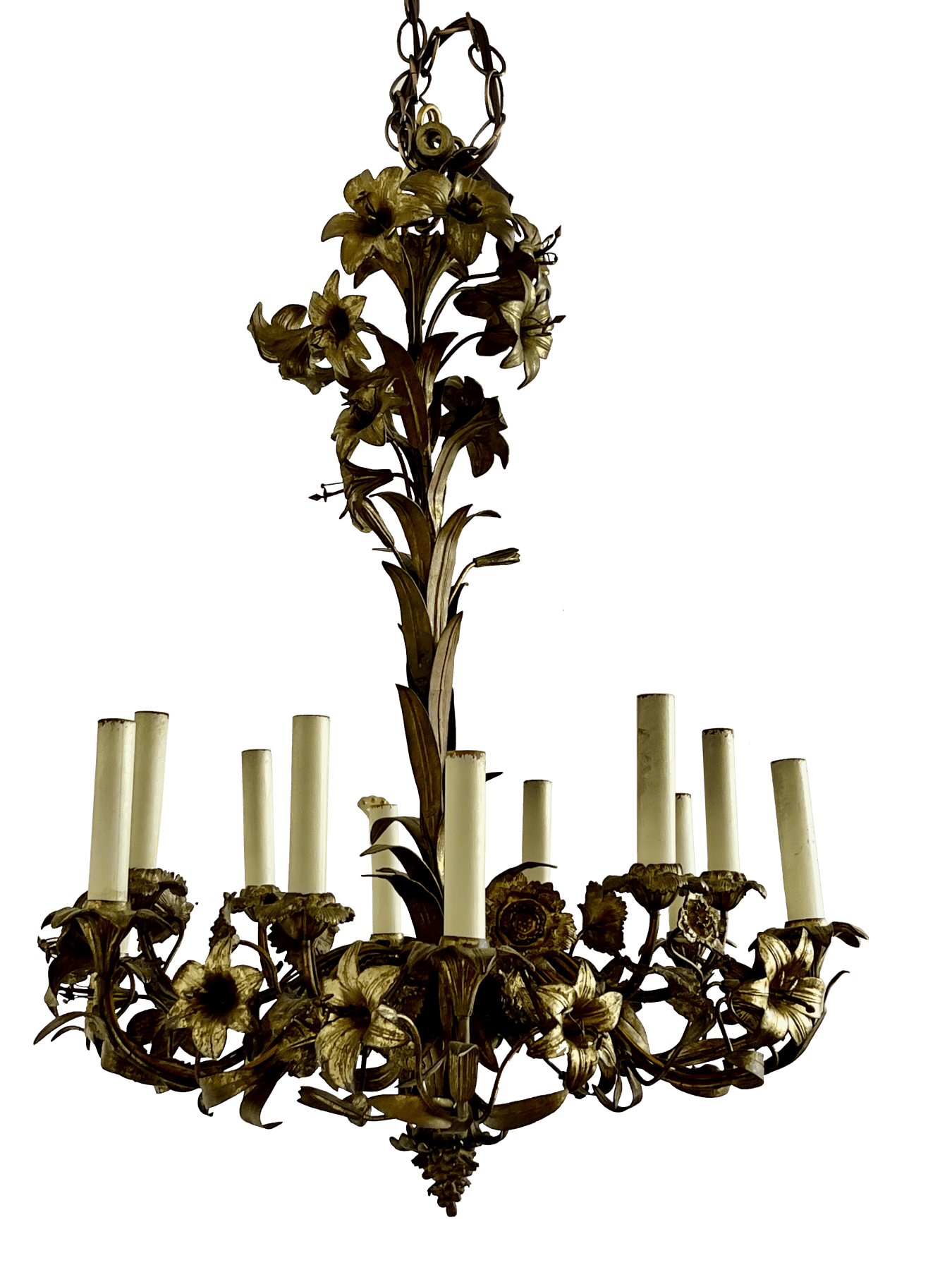 French Gilt-Bronze Floral Chandelier