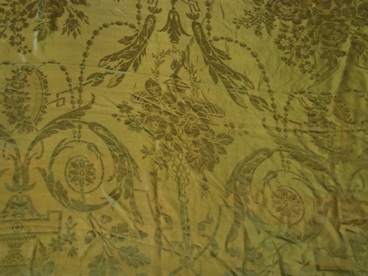 French Green Silk 18th Century - Helen Storey Antiques