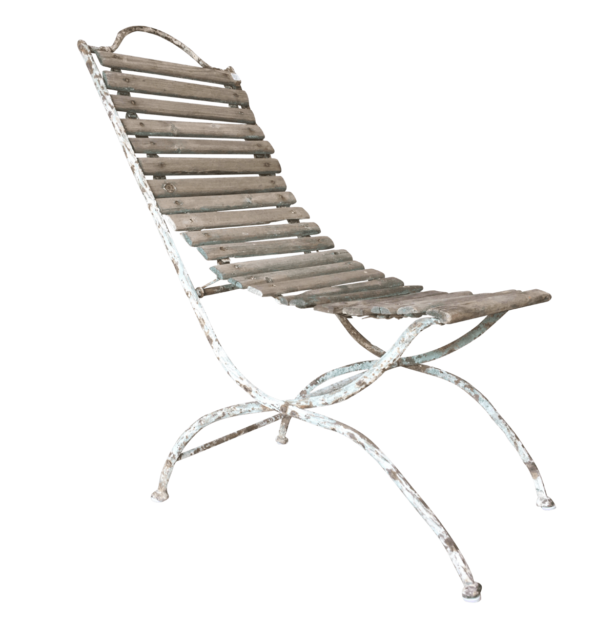 French Iron and Wood Garden Chaise, 19th Century - Helen Storey Antiques