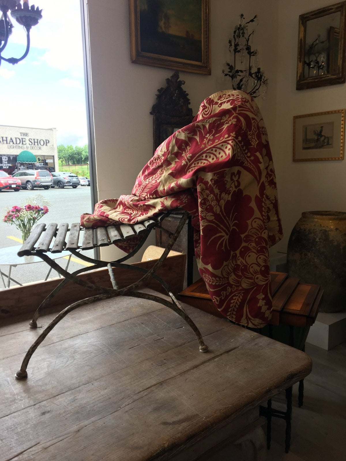 French Iron and Wood Garden Chaise, 19th Century - Helen Storey Antiques