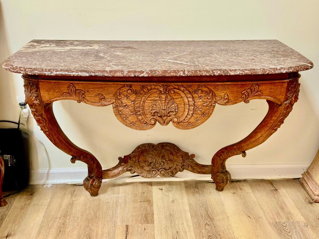 French Louis XV Carved Console with Marble Top, Circa 1750 - Helen Storey Antiques