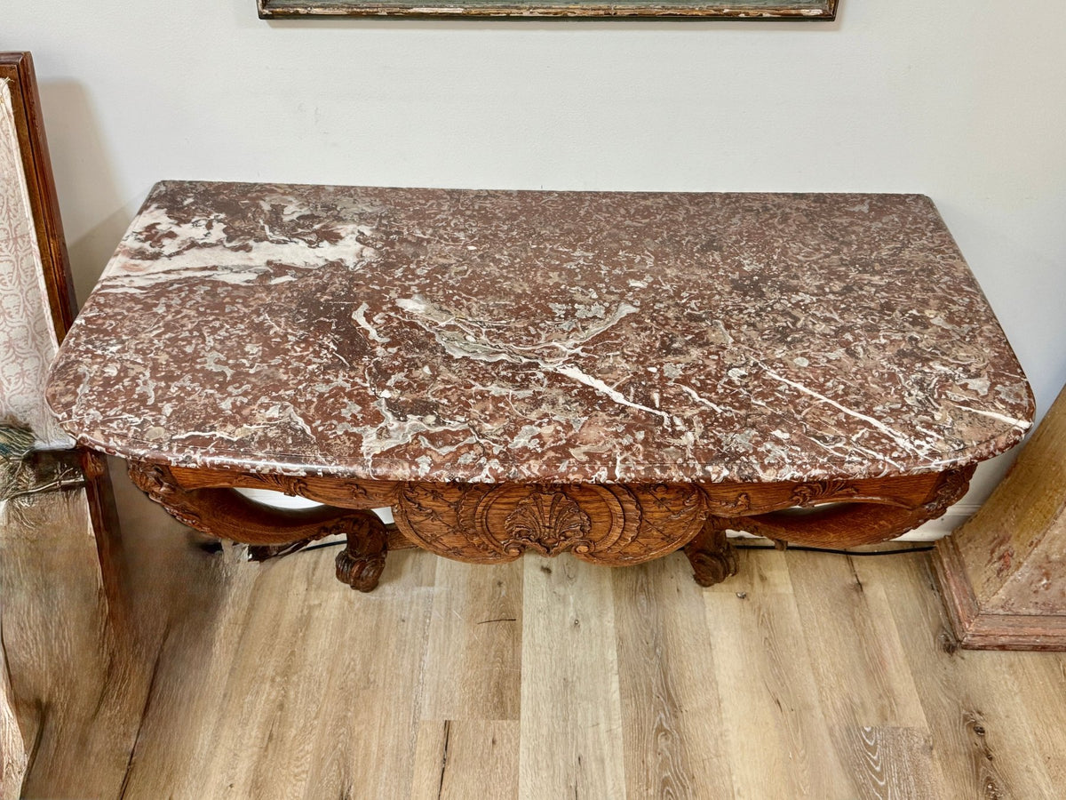 French Louis XV Carved Console with Marble Top, Circa 1750 - Helen Storey Antiques