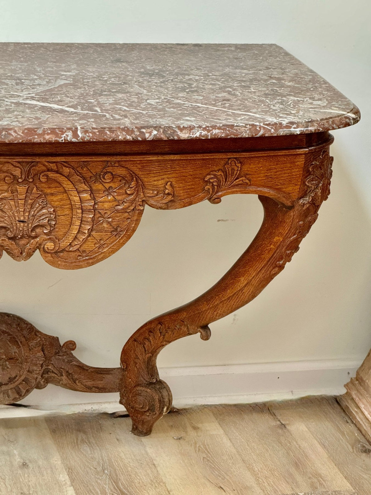 French Louis XV Carved Console with Marble Top, Circa 1750 - Helen Storey Antiques