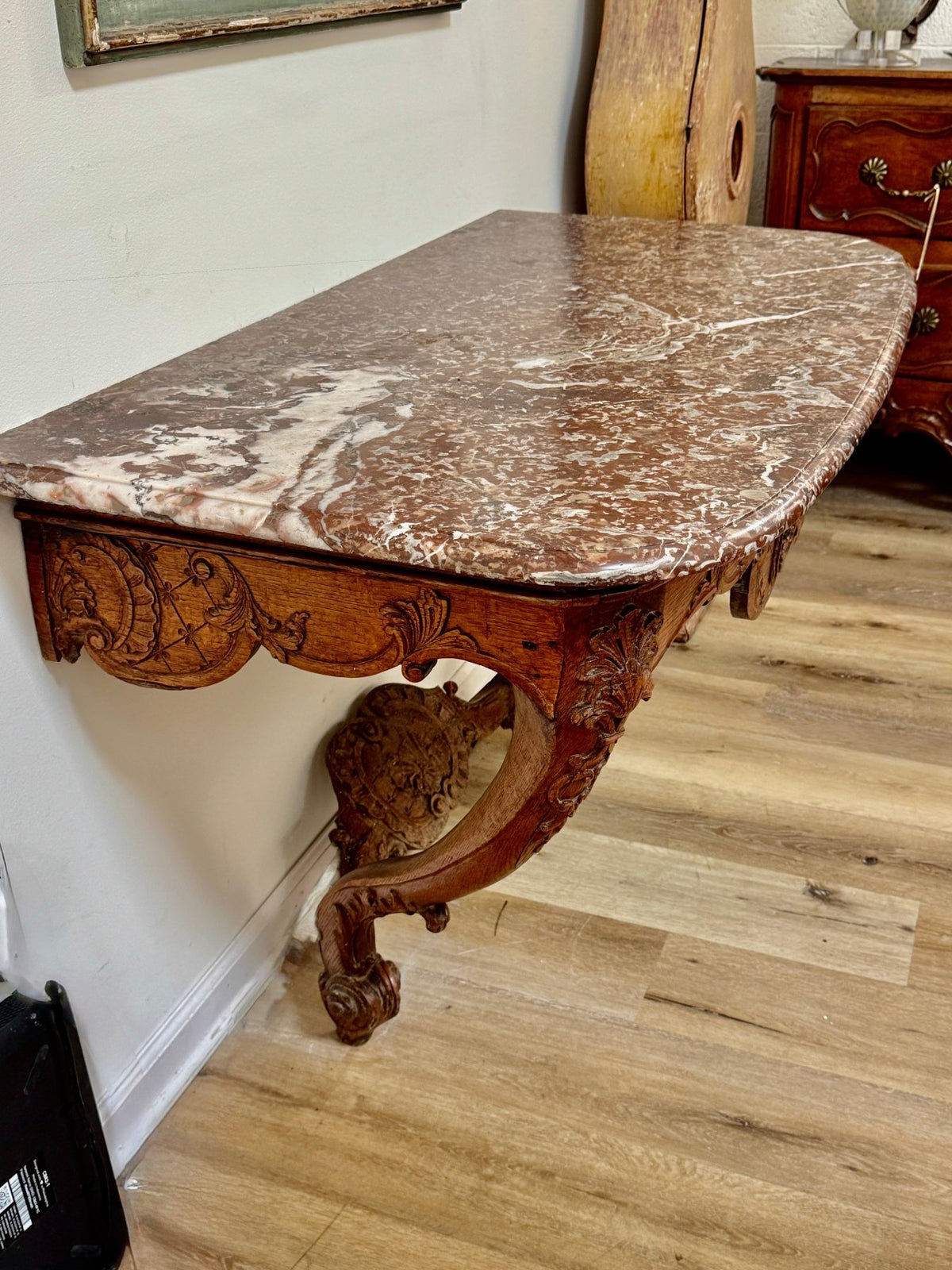 French Louis XV Carved Console with Marble Top, Circa 1750 - Helen Storey Antiques