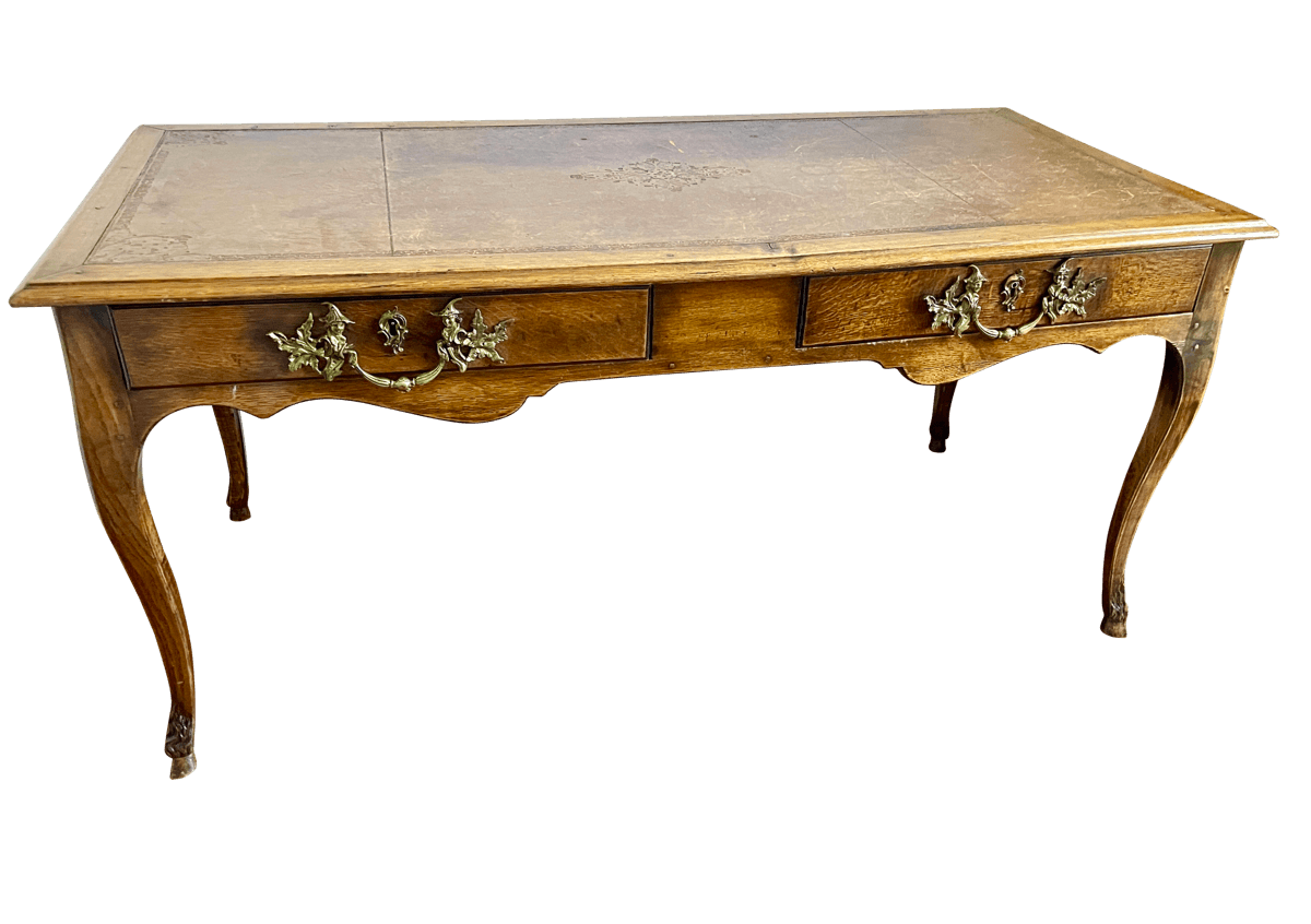 French PROVINCIAL Desk - BUREAU PLAT - Louis XV Style, 19TH CENTURY - Helen Storey Antiques