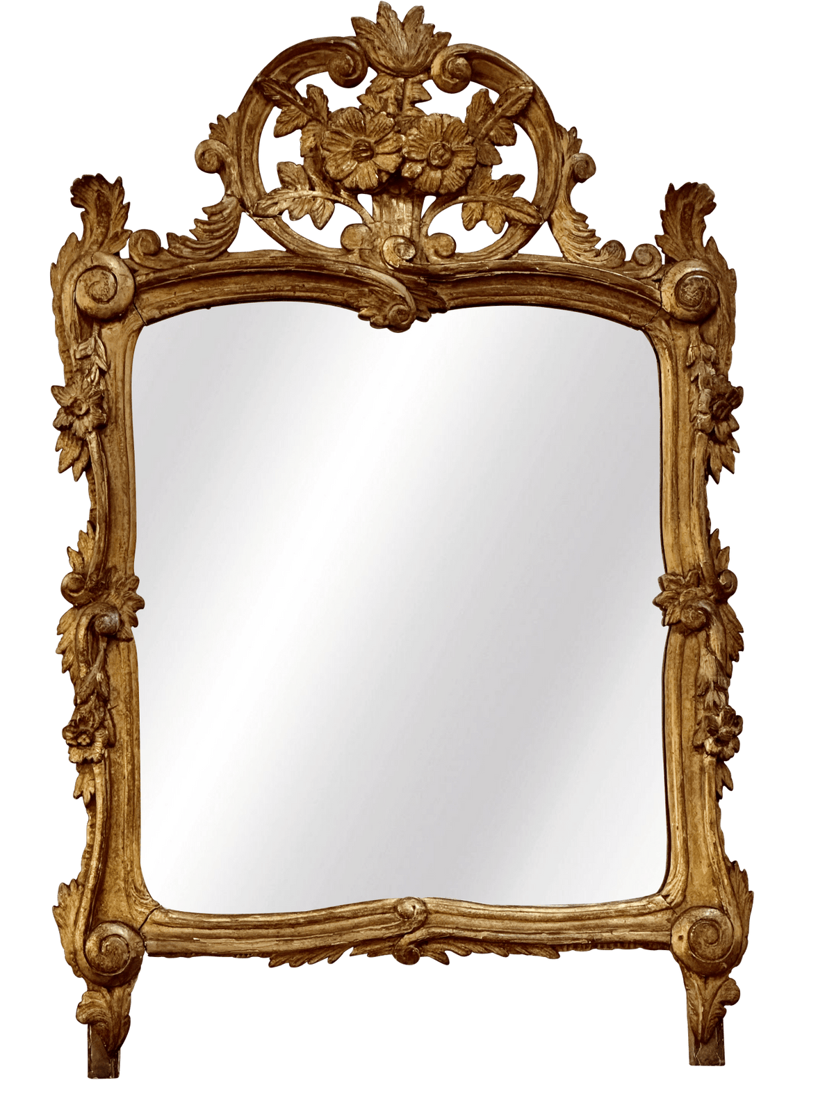 French Provincial Mirror with Floral and Foliate Carvings - Helen Storey Antiques