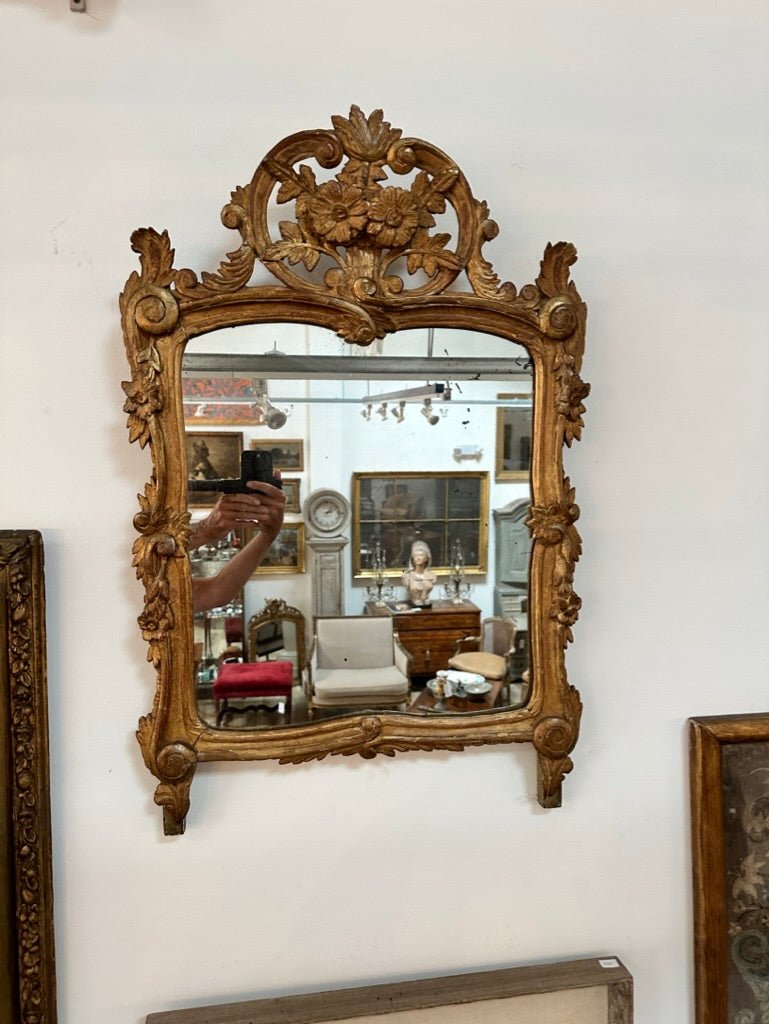 French Provincial Mirror with Floral and Foliate Carvings - Helen Storey Antiques