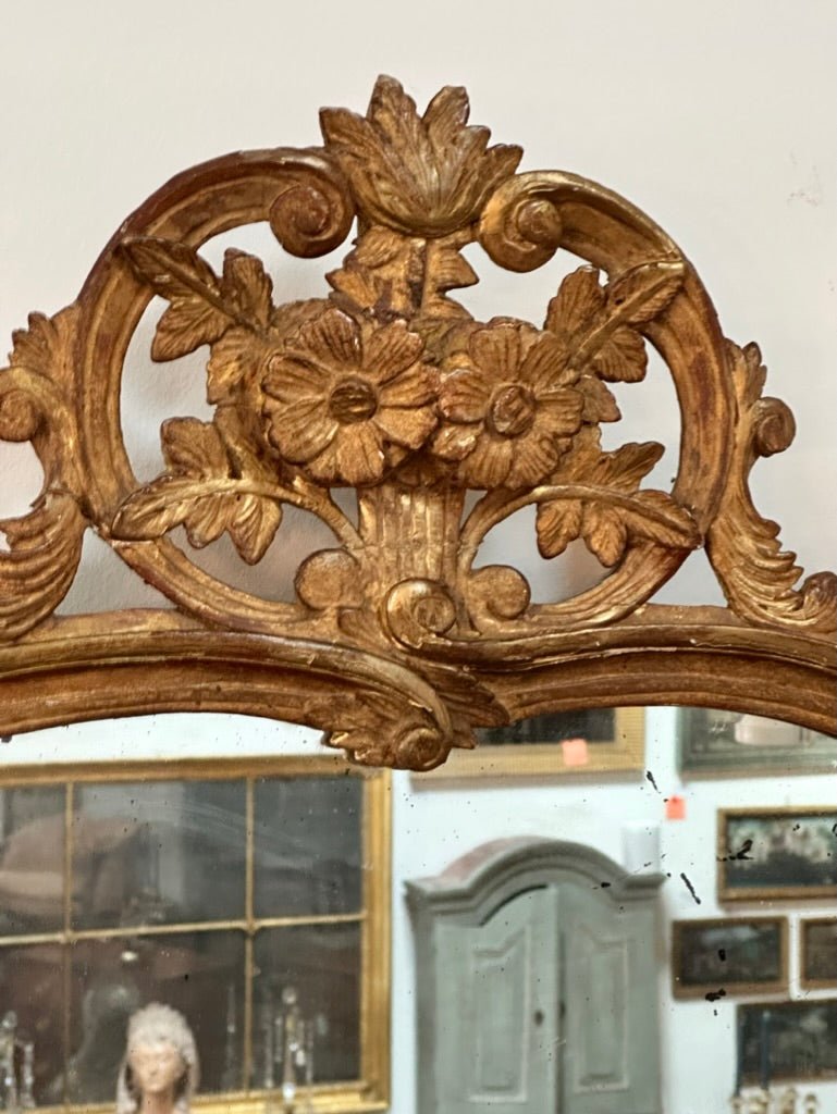 French Provincial Mirror with Floral and Foliate Carvings - Helen Storey Antiques