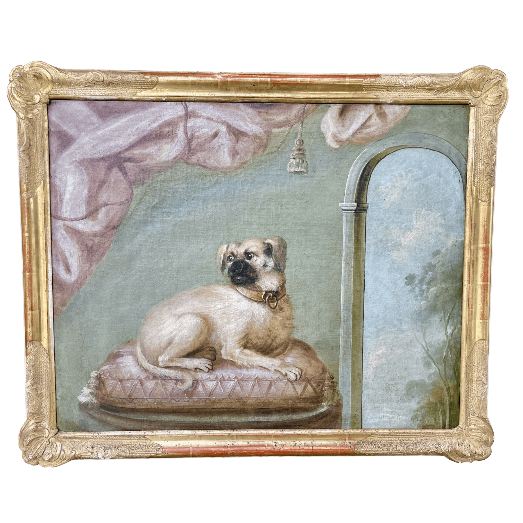 French School 18th Century Pug Oil on Canvas