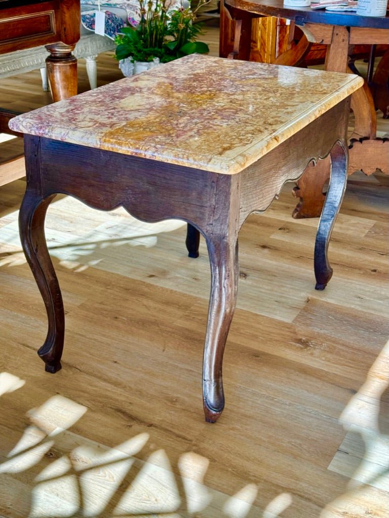 French side Table, 18th C. Purple, Yellow Marble Top - Helen Storey Antiques