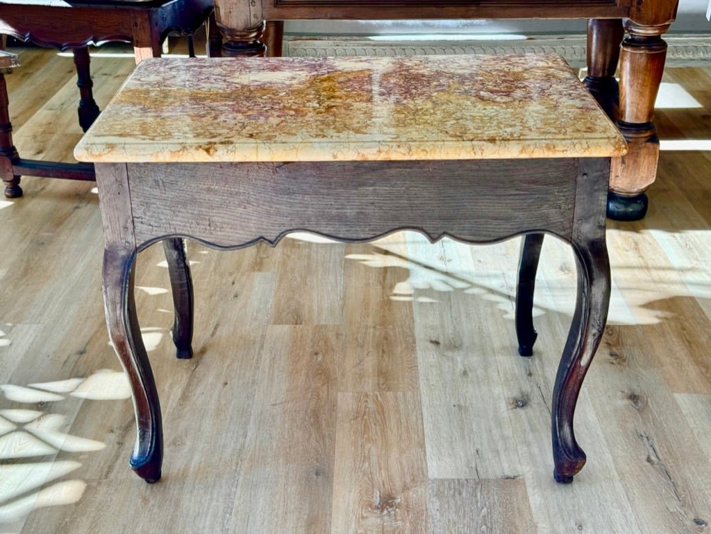 French side Table, 18th C. Purple, Yellow Marble Top - Helen Storey Antiques