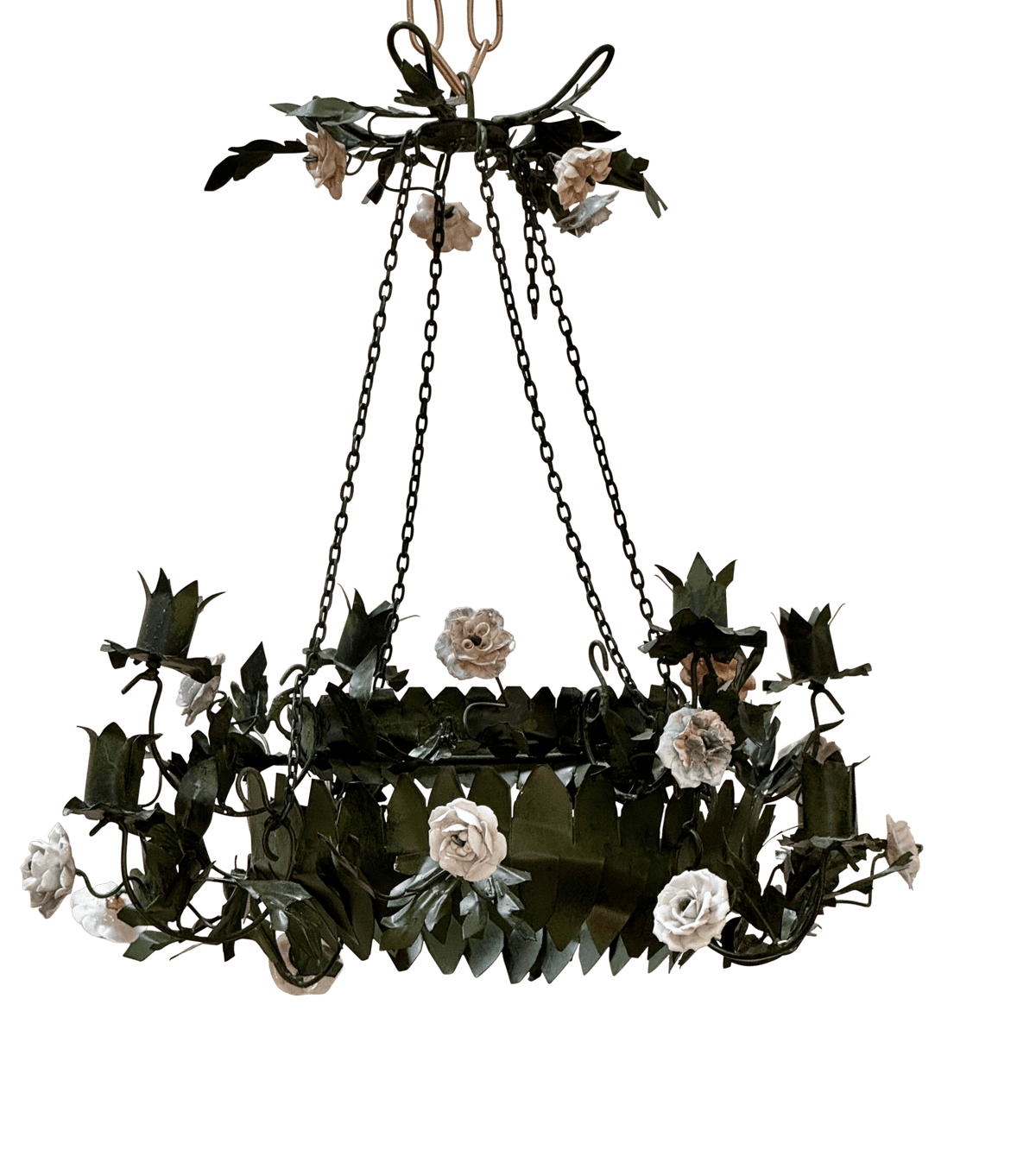 French tole Chandelier, late 19th - early 20th C. - Helen Storey Antiques