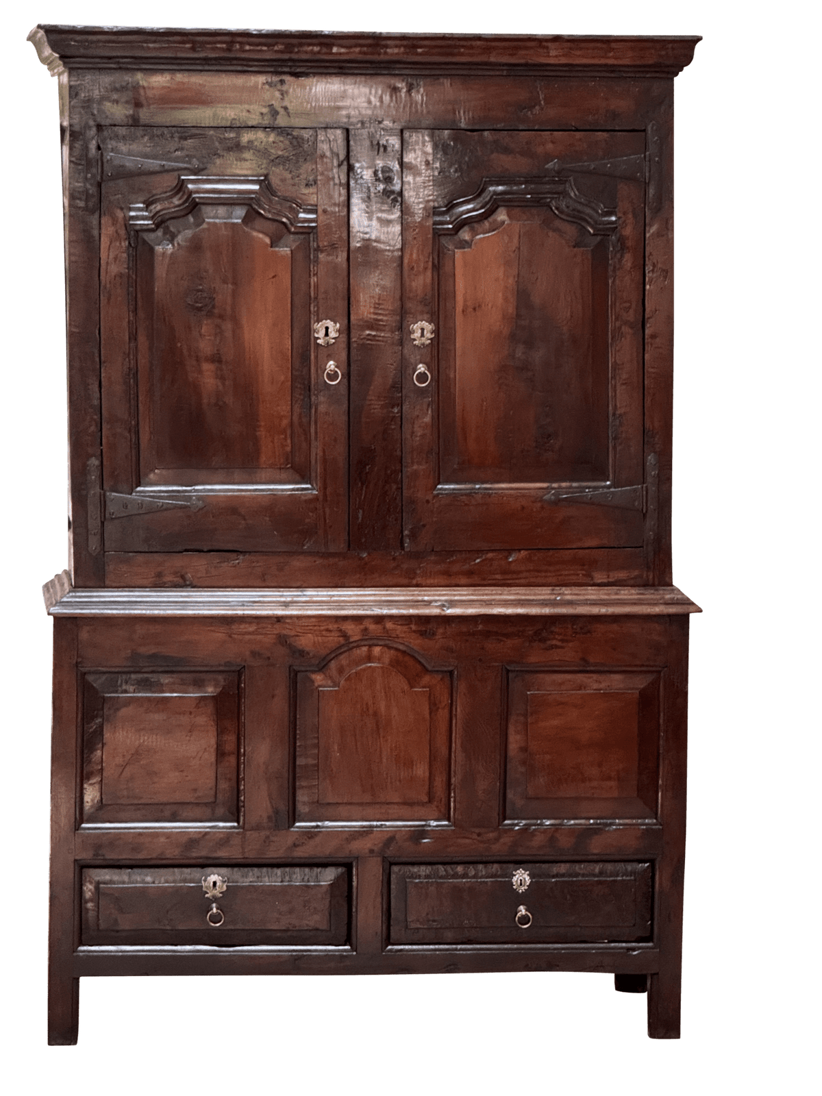 George II Yew Wood Press Cupboard, c. 1750 - Helen Storey Antiques