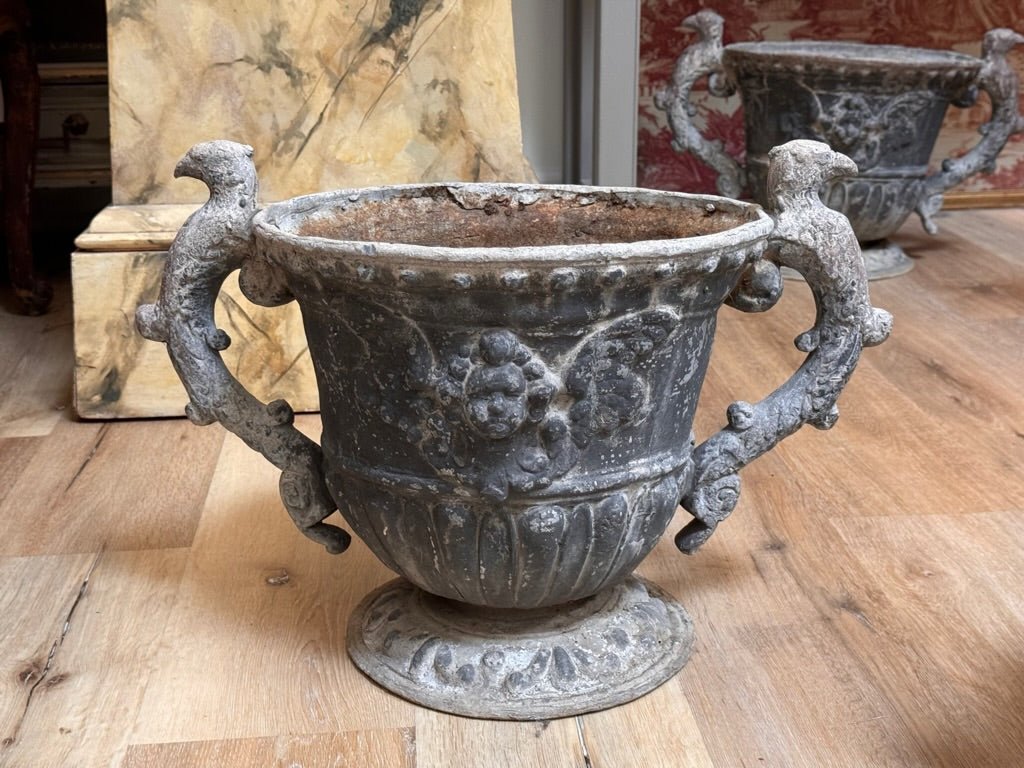 Georgian 18th Century Lead Garden Urns - Helen Storey Antiques