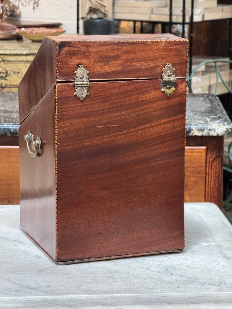 Georgian English Mahogany Knife Box w/ Brass Mounts, c. 1800 - Helen Storey Antiques