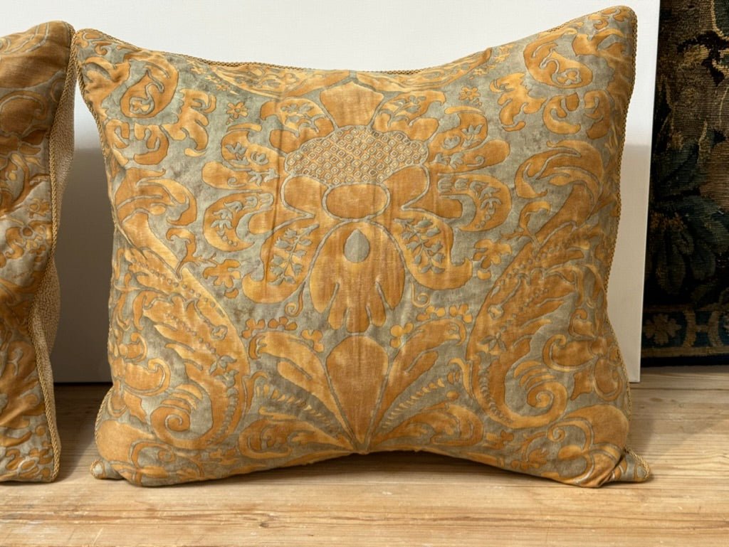 Gold Fortuny Pillows - Helen Storey Antiques