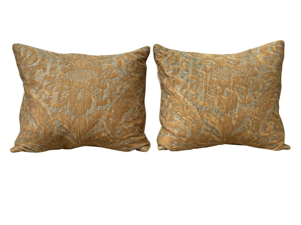 Gold Fortuny Pillows - Helen Storey Antiques