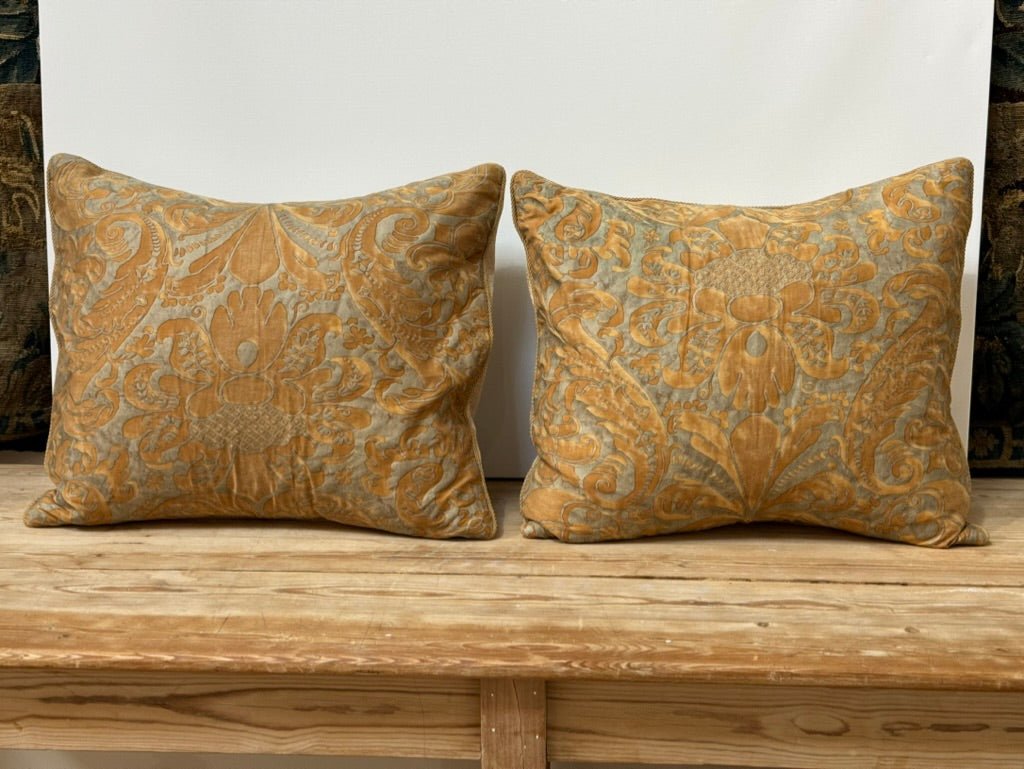 Gold Fortuny Pillows - Helen Storey Antiques