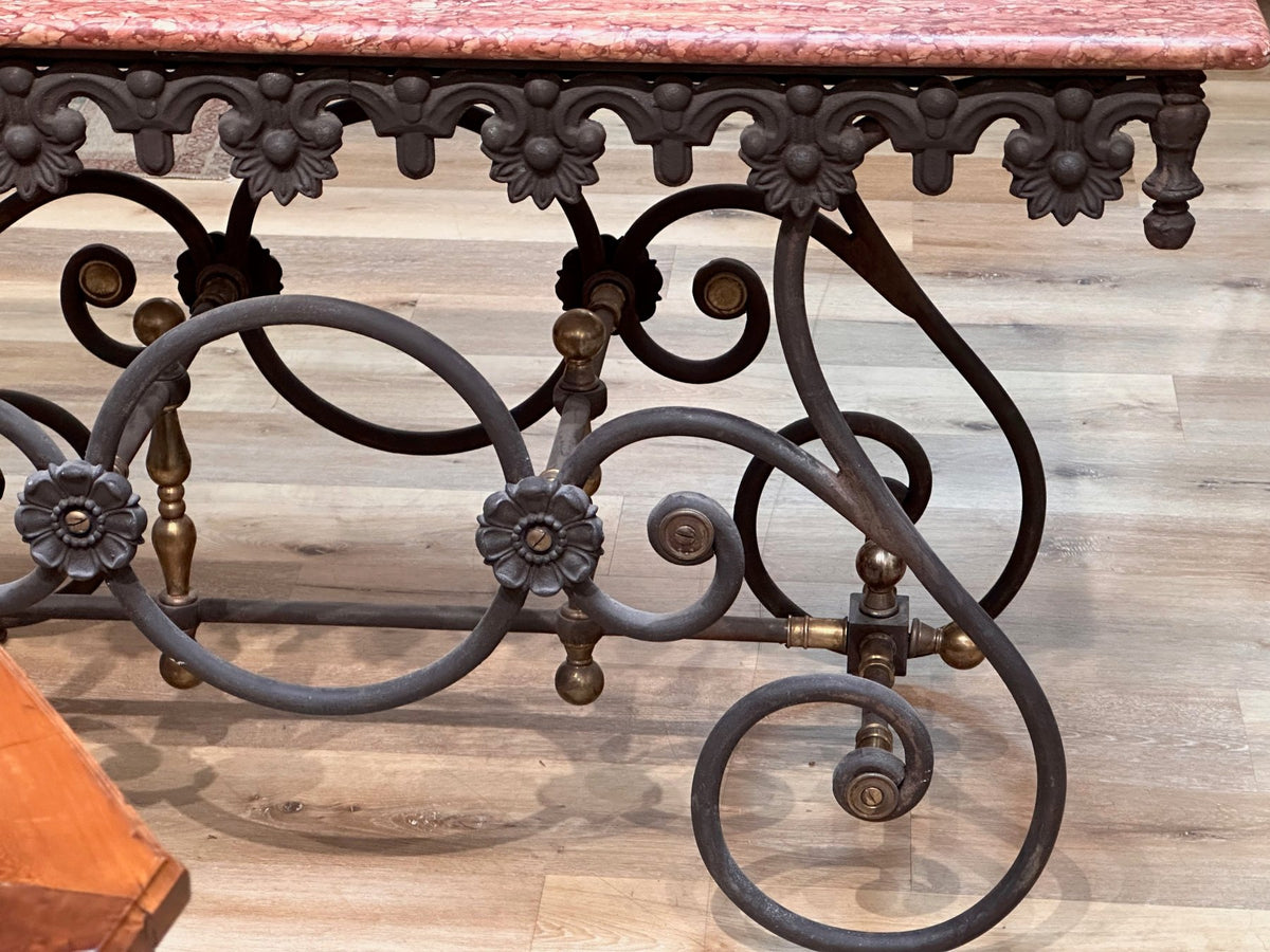 Gorgeous Early French Pastry Table, Caunes Pink Marble top - Helen Storey Antiques