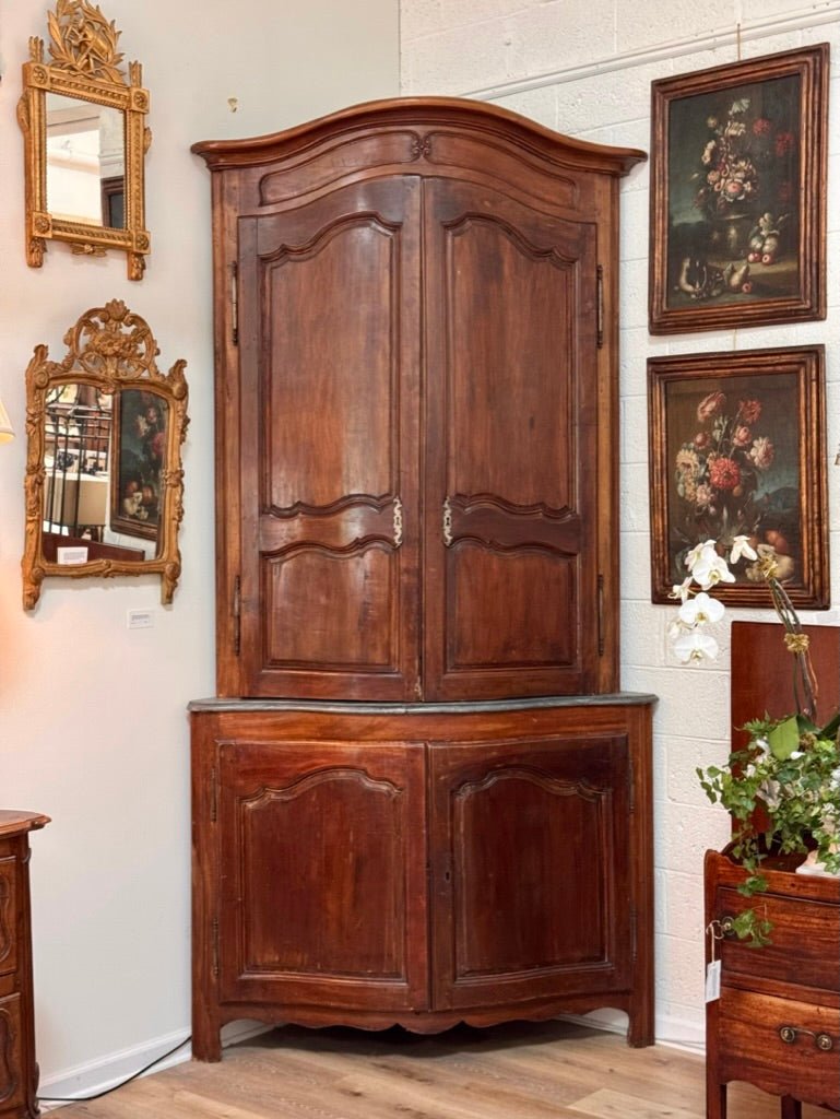 Grand Louis XV walnut corner cupboard - Helen Storey Antiques