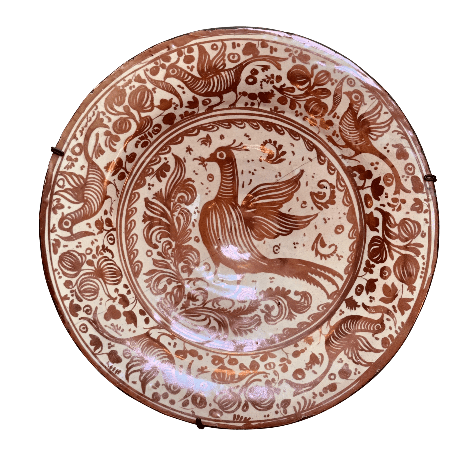 Hispano Moresque Copper Lustre Charger, 17th century