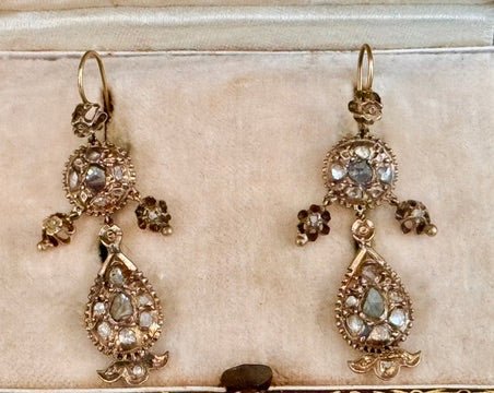 Iberian Diamond Earrings, 18th Century - Helen Storey Antiques