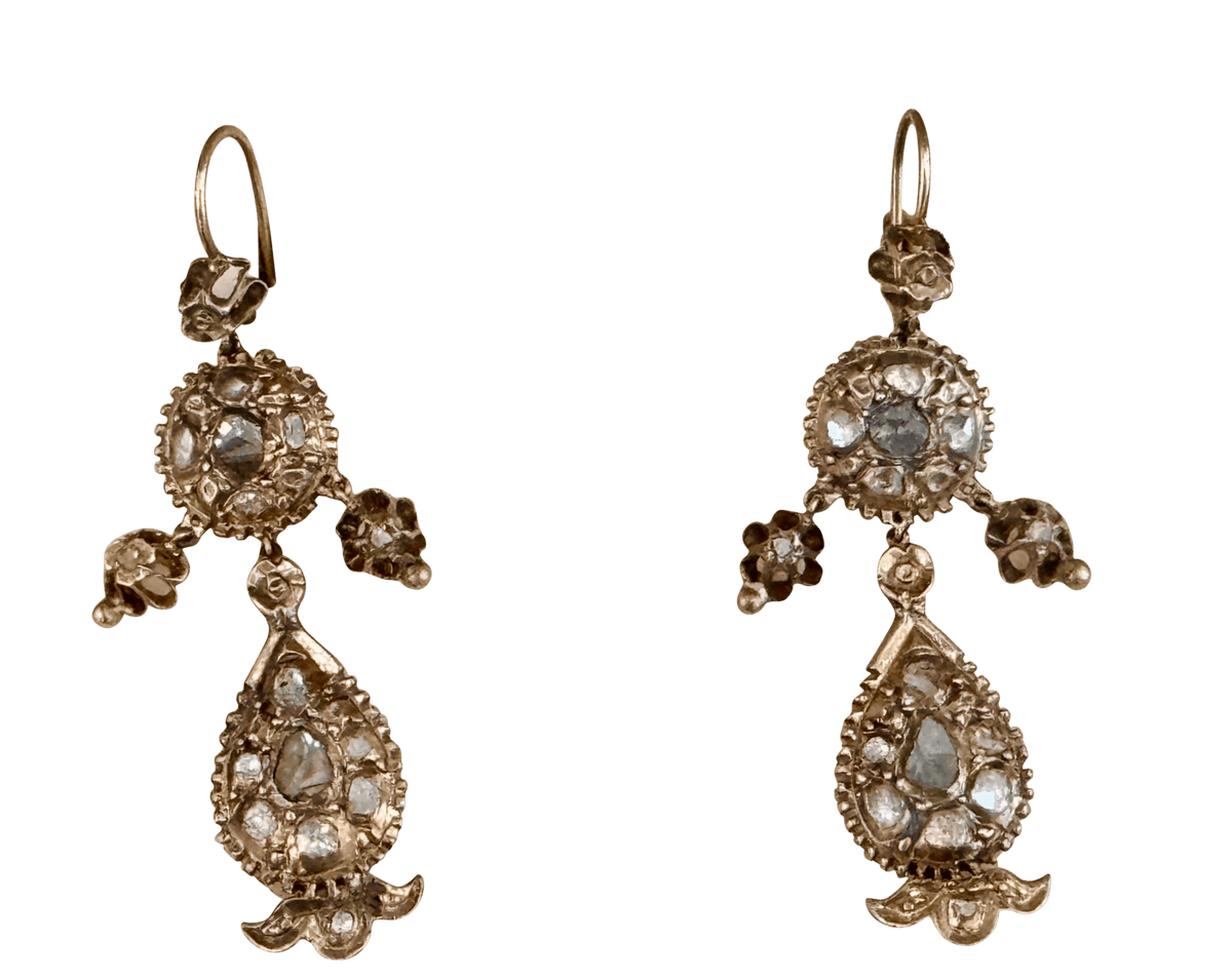 Iberian Diamond Earrings, 18th Century - Helen Storey Antiques