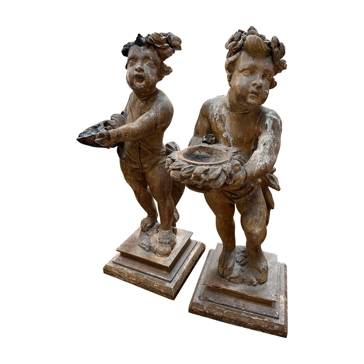 Pair of Large Baroque Cherubs, Late 17th to Early 18th Century