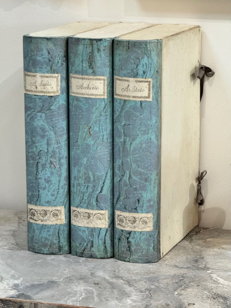 Italian blue  book form file boxes