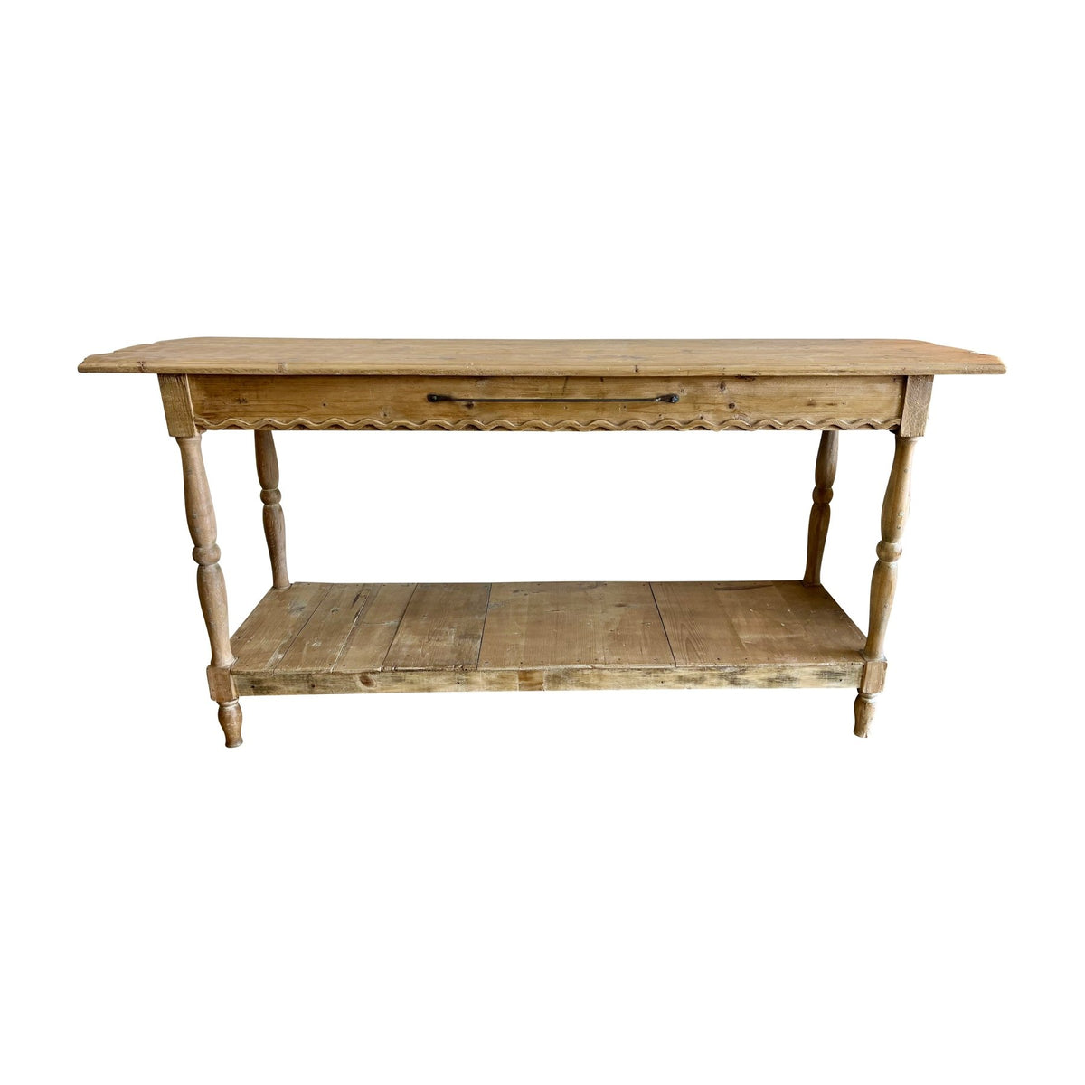 Italian Console Draper’s Table in Pine, Kitchen Island - Late 19th Century - Helen Storey Antiques