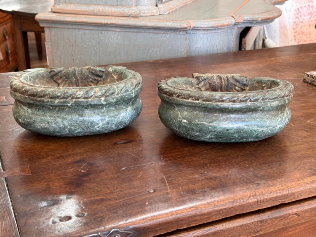 Italian Green Marble Fonts, 18th Century - Helen Storey Antiques