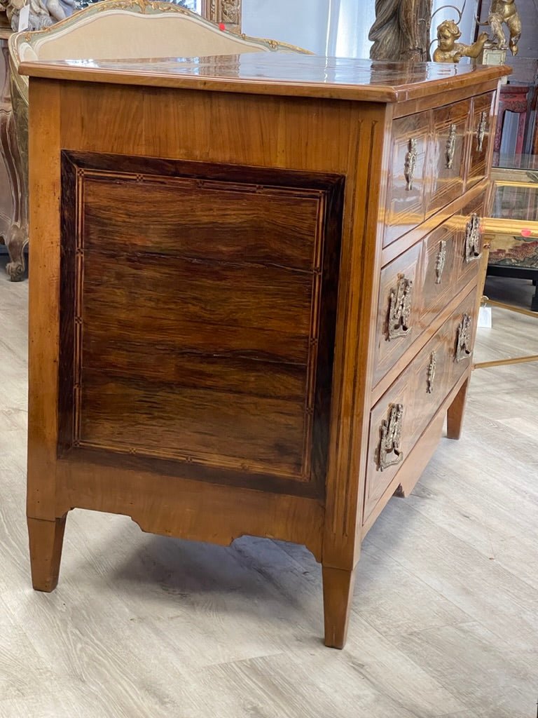 Italian Neoclassical Walnut Olivewood and Marquetry Commode, c. 1820 - Helen Storey Antiques