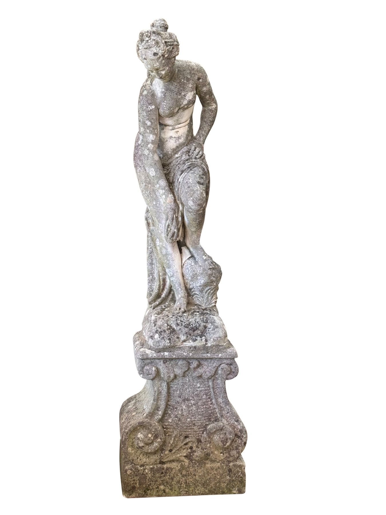 Italian stone garden statue of a maiden