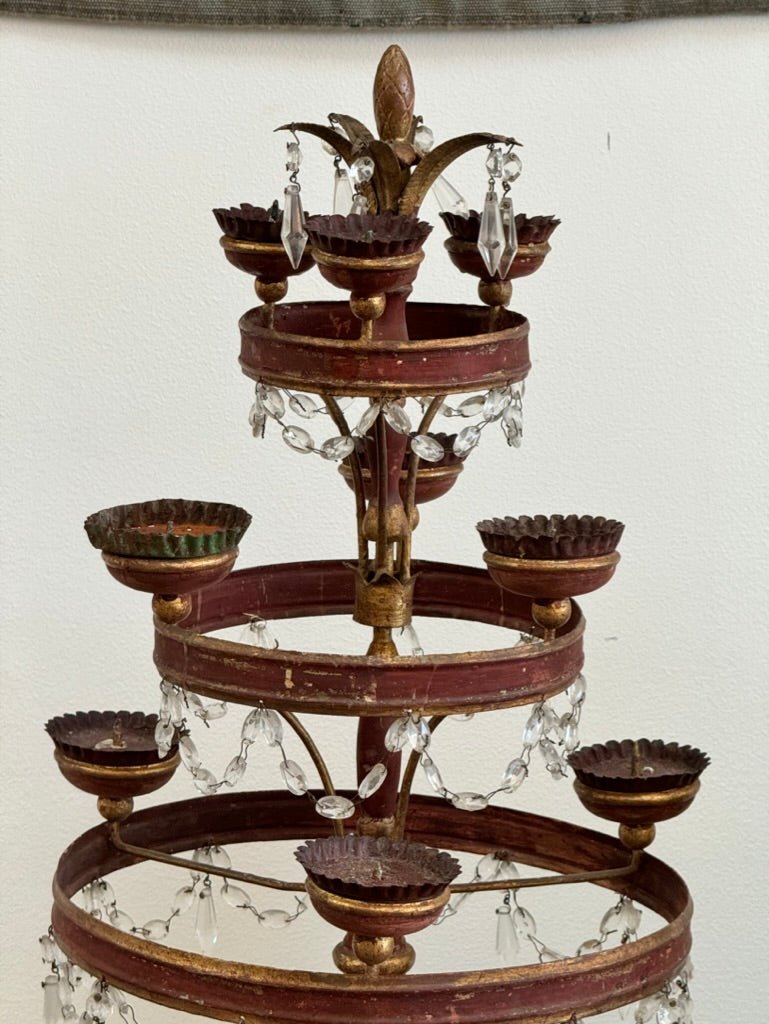 Italian Three - Tiered Tole Girandole, Late 18th - Early 19th Century - Helen Storey Antiques