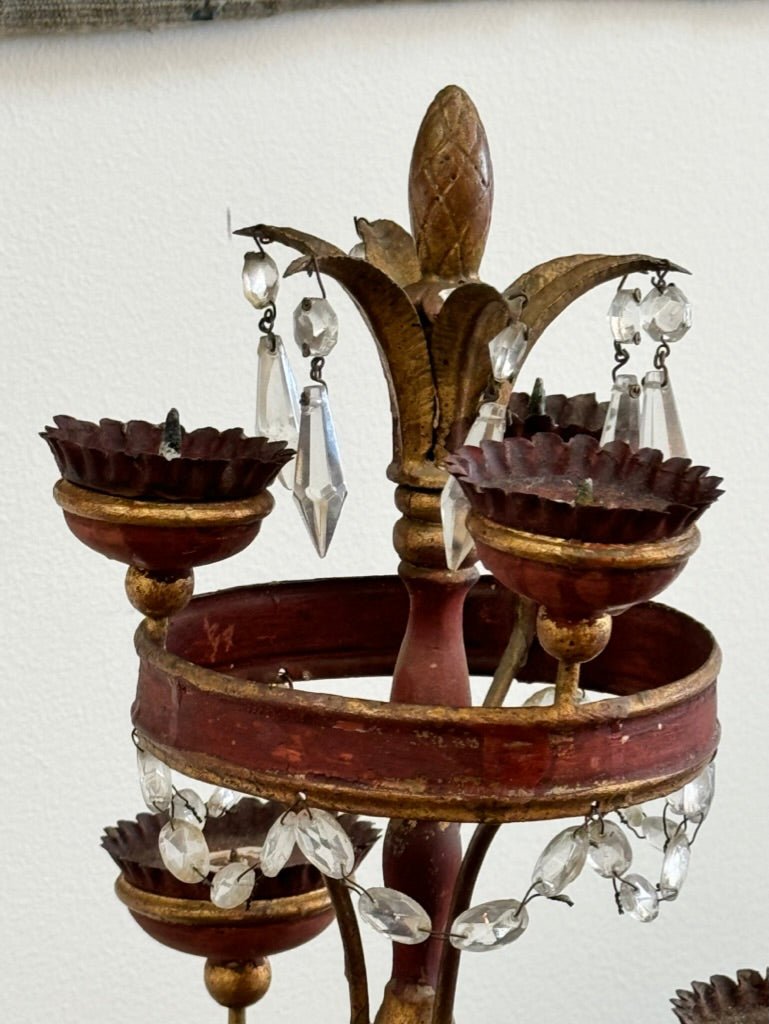 Italian Three - Tiered Tole Girandole, Late 18th - Early 19th Century - Helen Storey Antiques